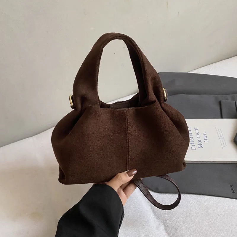 French Cloud Dumpling Bags Brand Design Frosted Handbag Lunch Box Bag Retro Magnetic Clasp Shoulder