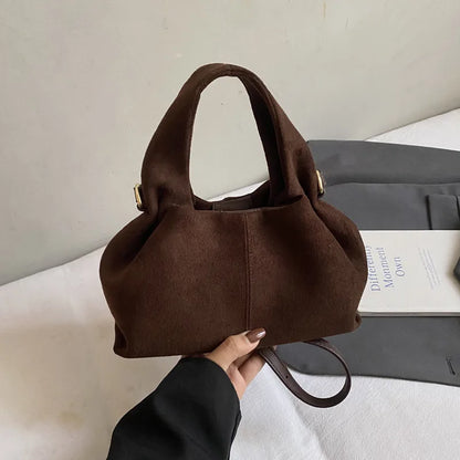 French Cloud Dumpling Bags Brand Design Frosted Handbag Lunch Box Bag Retro Magnetic Clasp Shoulder