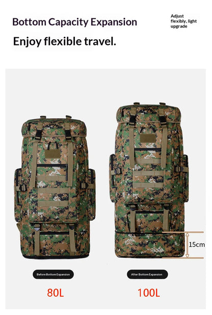 100l Large Mountaineering Backpack Outdoor Climbing Bag Tactical Rucksack Hiking Camping Travel