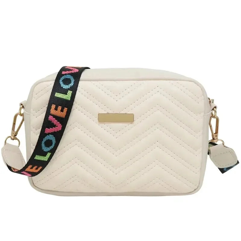 Embroidered Pu Camera Bag Small Square Shoulder Bag