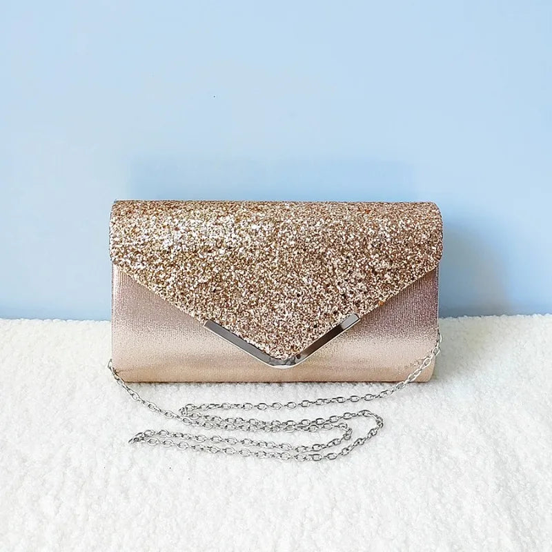Glitter Envelope Clutch Purse – Evening Crossbody Bag for Wedding & Prom