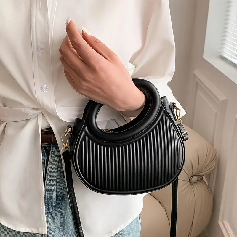 Luxury Look Shoulder Bag Everyday Use Chic Stripe Design Crossbody Bags Women Elegant Synthetic