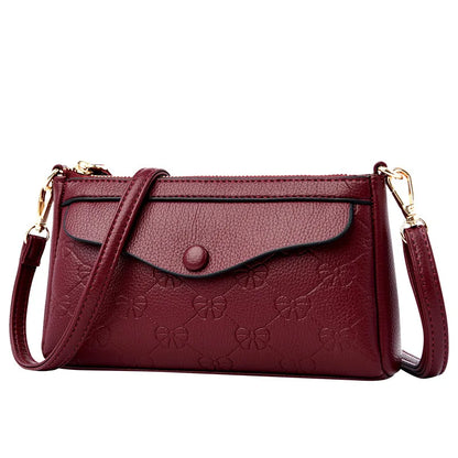 Button-Zippered Single-Shoulder Envelope Bag Large-Capacity Waterproof Soft Leather Women S