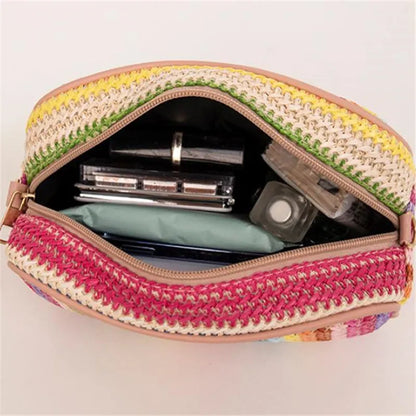Straw Woven Crossbody Bag Women Colorful Boho Shoulder Bag