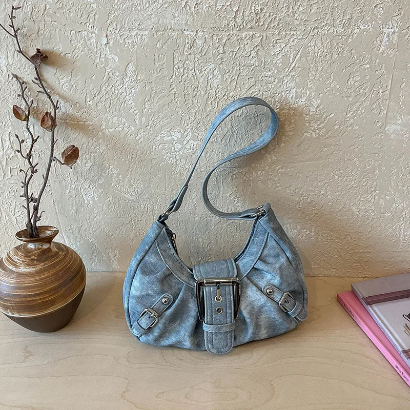 Retro Denim Underarm Bag – Y2K Women's Shoulder Bag