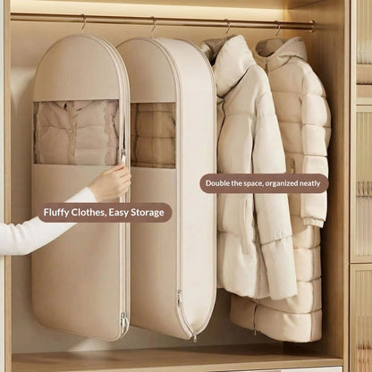 1pc Down Jacket Compressed Dust Cover Clothes Compression Hanging Bag Household Visible Storage