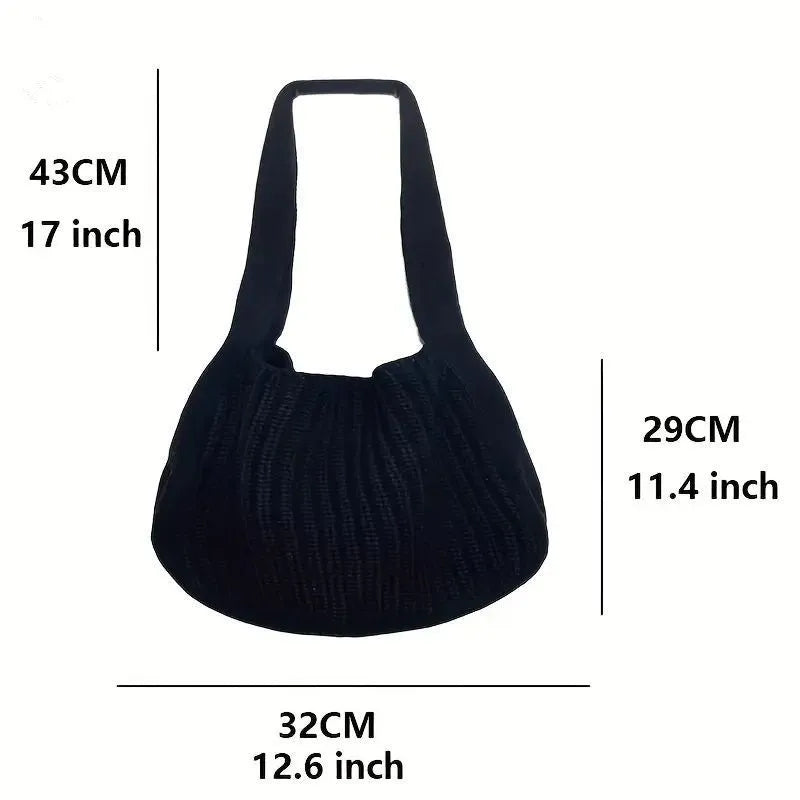 Solid Color Knitted Bag Versatile Underarm Shoulder Women