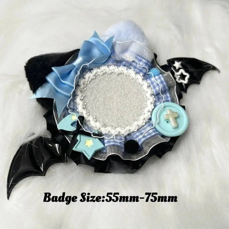 Itabag Badge Stand with Cat Ears & Bat Wings – Handmade Anime Pin Holder