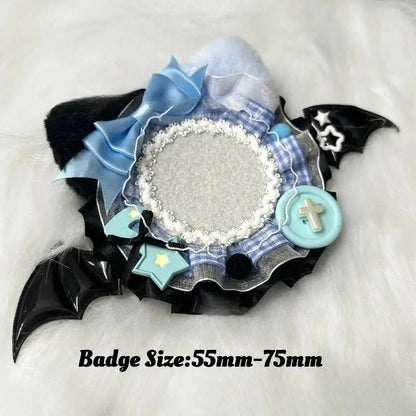 Itabag Badge Stand with Cat Ears & Bat Wings – Handmade Anime Pin Holder