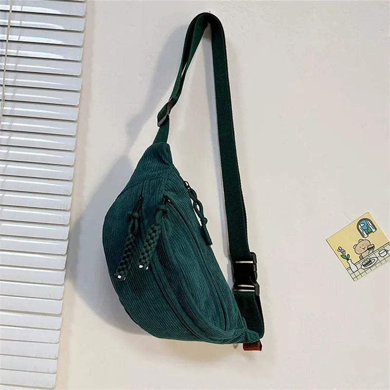 Cozy Corduroy Crossbody Bags Men S Women Chest Bag Street Style Sports Shoulder Bag
