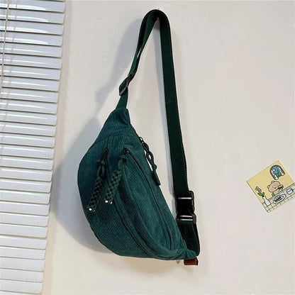Cozy Corduroy Crossbody Bags Men S Women Chest Bag Street Style Sports Shoulder Bag