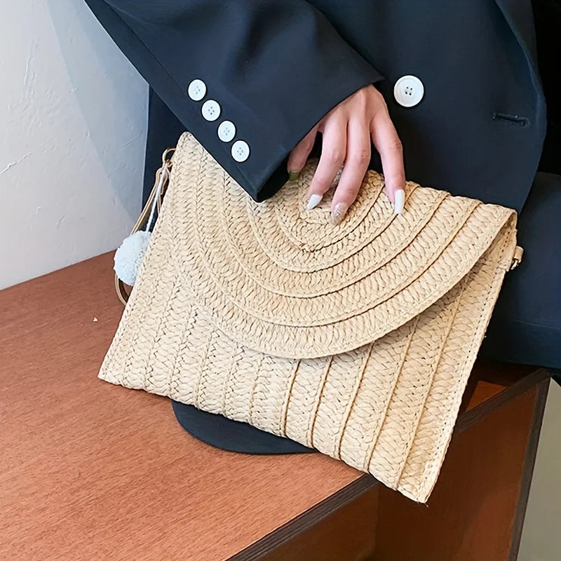 Straw Crossbody Bag for Women – Boho Woven Shoulder Bag