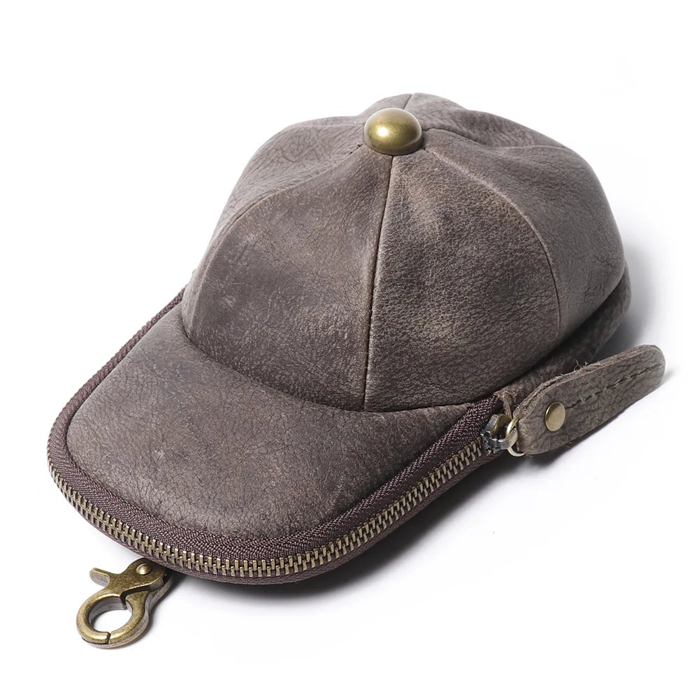Men S Real Leather Hat Waist Zipper Crazy Horse Key Change Purse Large Capacity Mobile Phone