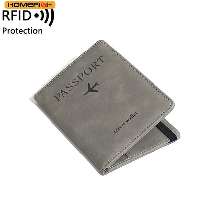 Homefish Women Men Rfid Vintage Business Passport Covers Holder Multi-Function Id Bank Card Pu