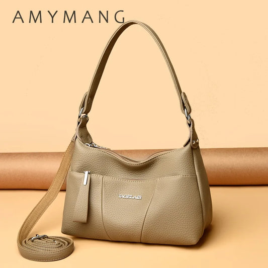 2-Layer PU Leather Crossbody Shoulder Bag for Women