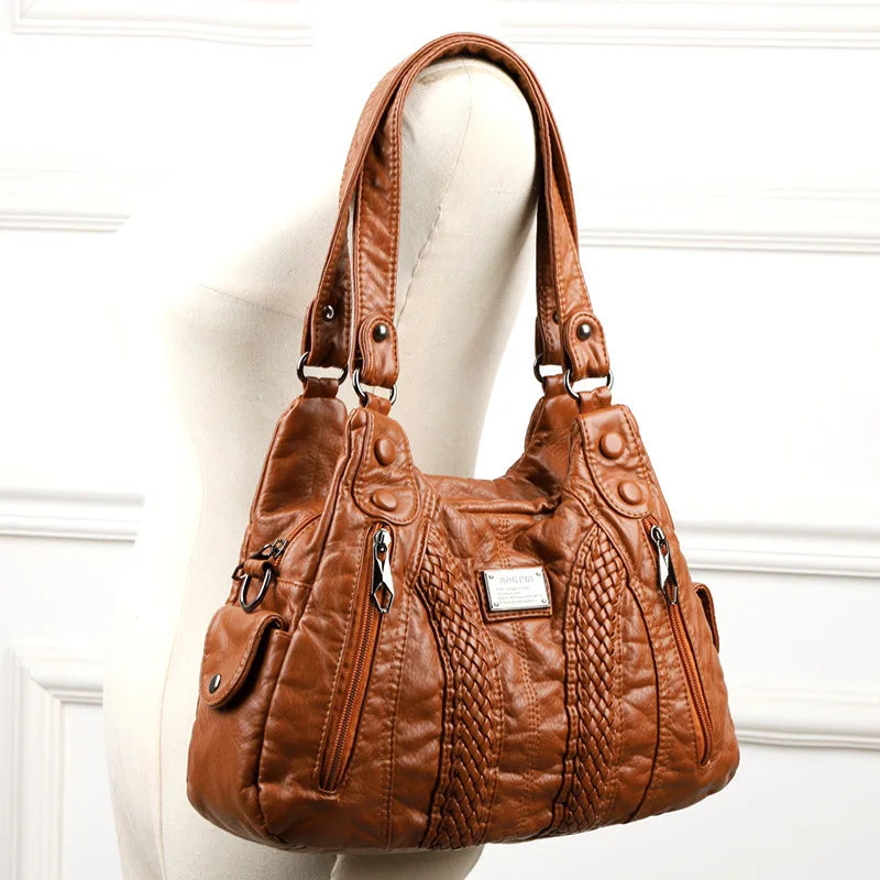 Women S Tote Bag Large-Capacity Handbag Horizontal Soft Leather Women S Single-Shoulder Bag - Soft