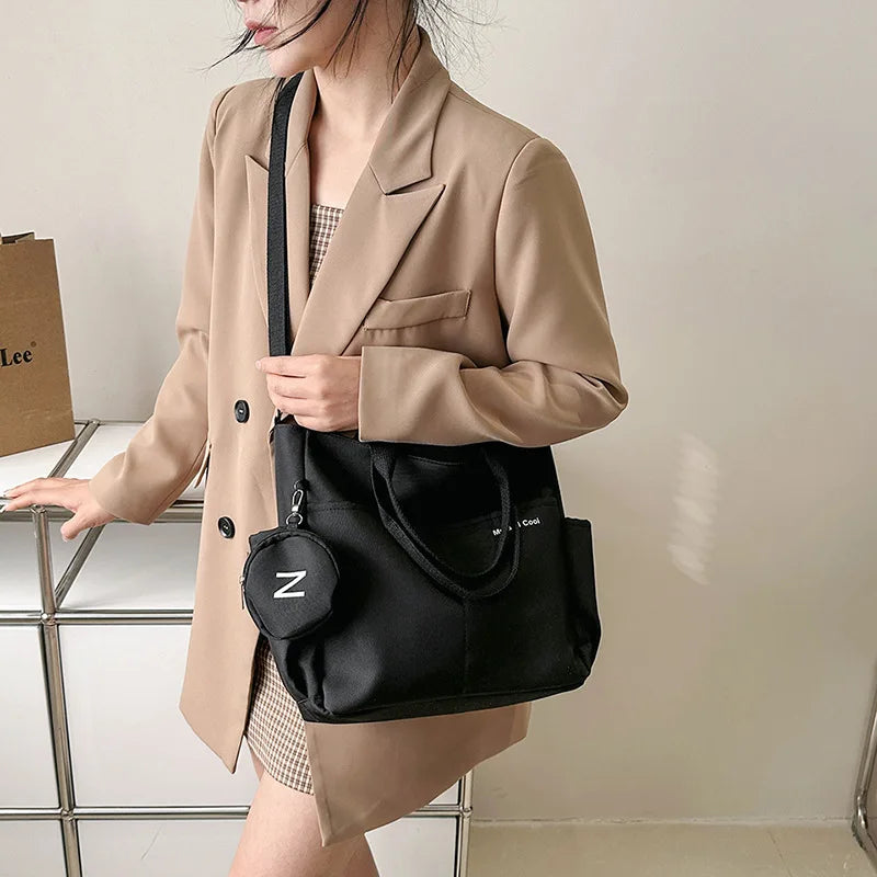 Oxford Tote Bag – Sleek Spacious Handbag with Pocket for Shoulder and Crossbody Wear