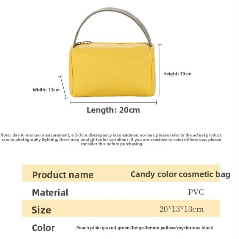 Waterproof PU Leather Makeup Bag – Portable Cosmetic Organizer with Handle