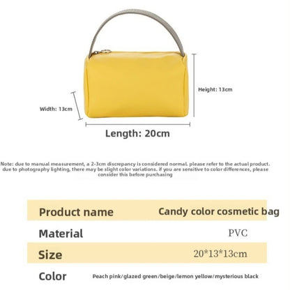 Waterproof PU Leather Makeup Bag – Portable Cosmetic Organizer with Handle