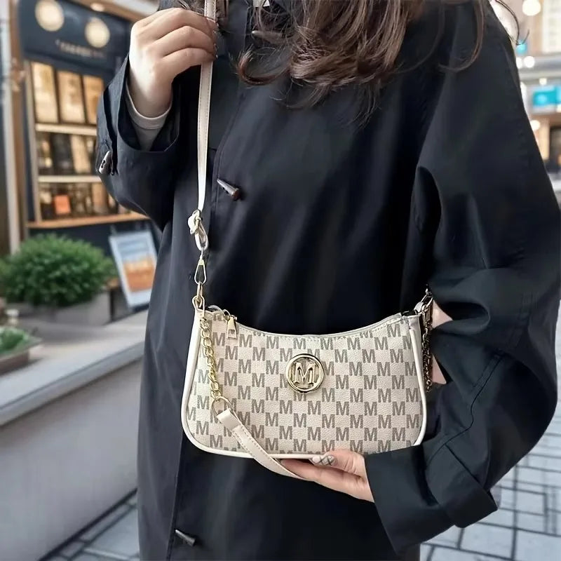 Crossbody Shoulder Bag for Women – Monogram Chain Strap Handbag