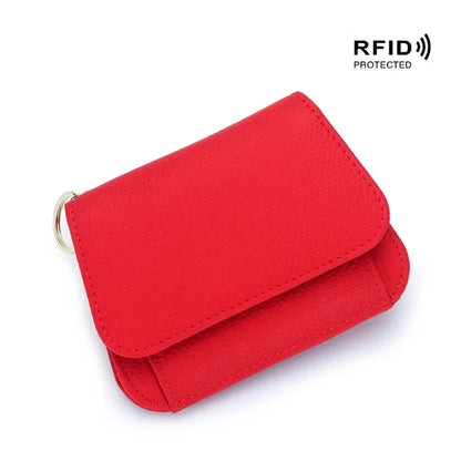 Women S Purse Leather Short Cowhide Rfid Multi-Card Bag Zipper Premium Coin