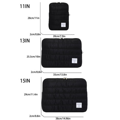 Minimalist Nylon Laptop Sleeve Women Lightweight Striped Design Zipper Closure 11-15 Inch Devices