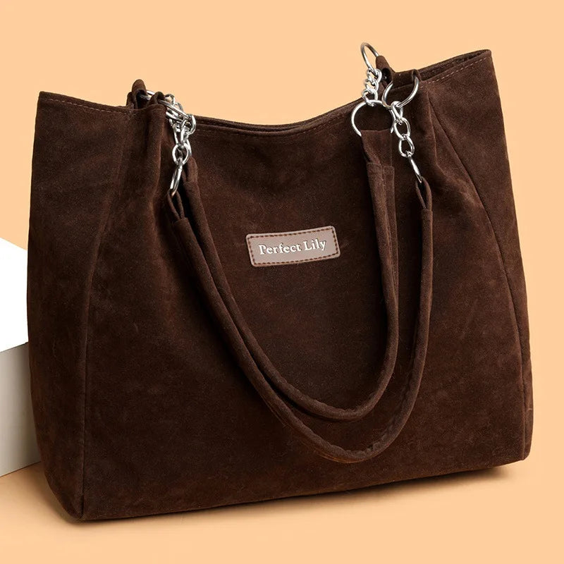 Suede Tote Bag – Large Capacity Vintage Women's Shoulder Handbag