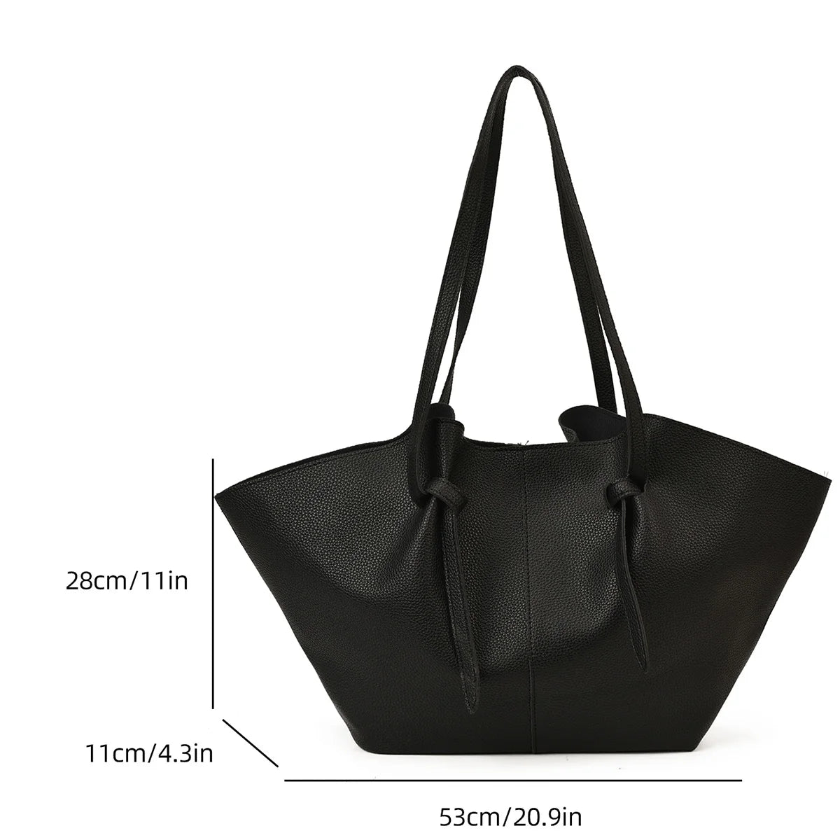 Retro Minimalist Women Bucket Bag Solid Pu Large Capacity Lightweight Magnetic Snap Shoulder Commute