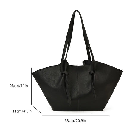 Retro Minimalist Women Bucket Bag Solid Pu Large Capacity Lightweight Magnetic Snap Shoulder Commute