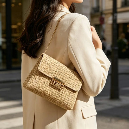 Multi-Functional Crossbody Bag Women S Elegant Woven Straw Shoulder Bags Casual Wallets Minimalist