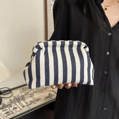 Large Capacity Striped Beach Cloud Bag Women Summer Woven Crochet Shell Portable S Handbag Purse