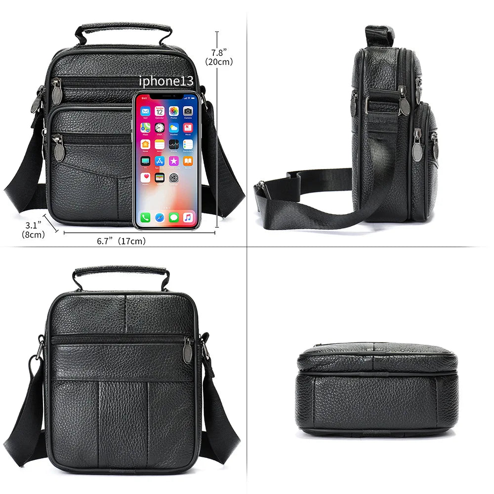 Head Layer Cowhide Shoulder Bag Men Business Commuting Large Capacity Leather Crossbody