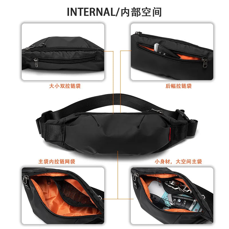 Men S Women One-Shoulder Oxford Cloth Waterproof Mobile Phone Storage Cycling Chest Bag - Waterproof