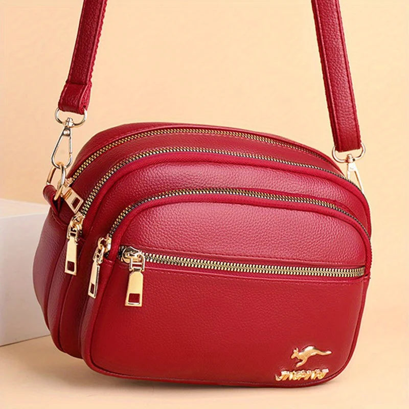 Crossbody Bag Women Multi-Layered Zipper Shoulder Bag