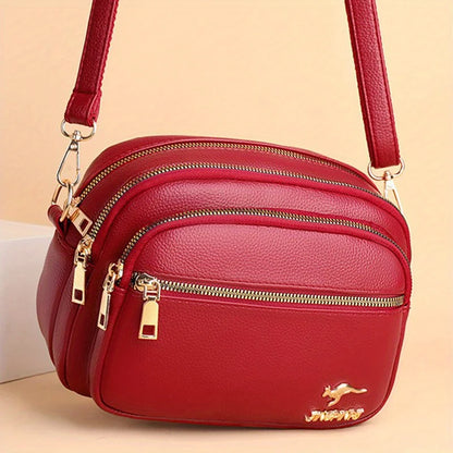 Crossbody Bag Women Multi-Layered Zipper Shoulder Bag