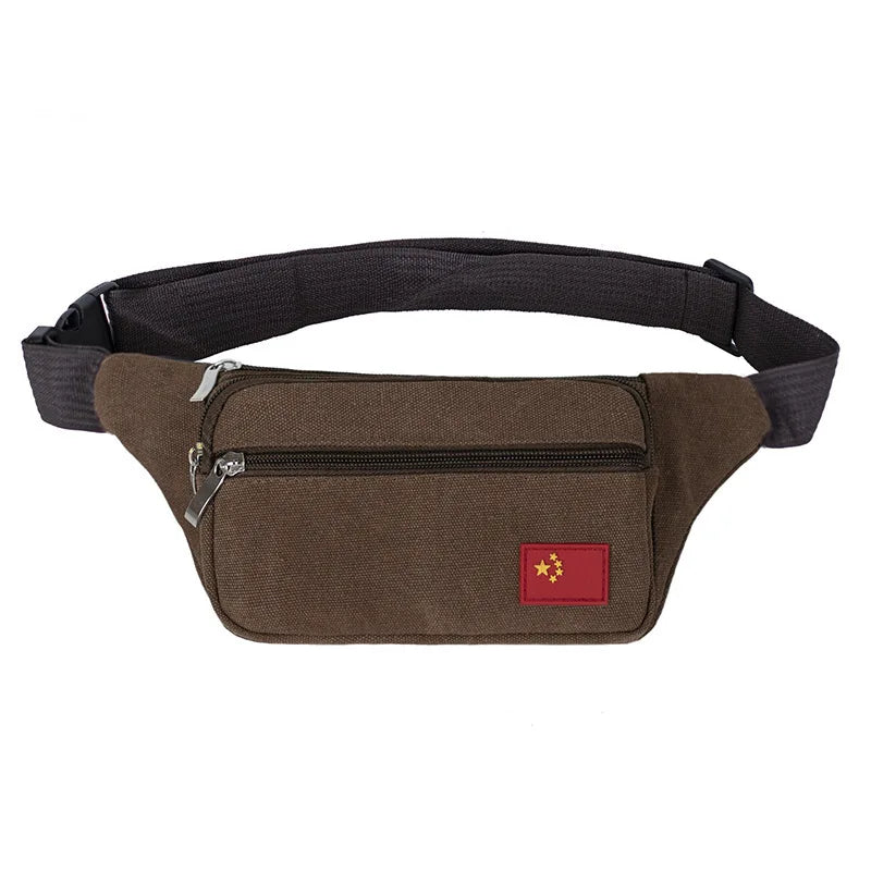 Outdoor Canvas Sports Waist Bag Men Riding Tactics Mobile Phone Storage
