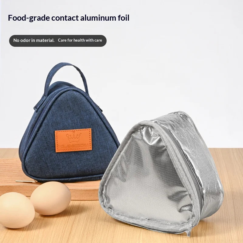 Mini Triangular Aluminum Foil Thermal Lunch Tote Portable Insulated Cooler Bag Student Bento Box