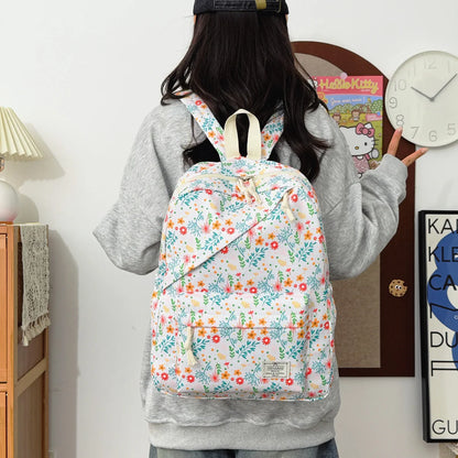 Fresh Lovely Floral Teen Backpack Set Multi-Purpose Large Storage Diagonal Zipper 3-Piece Backpack