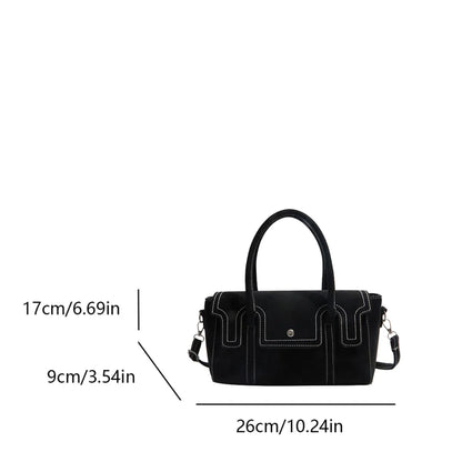 Trendy Retro Women Crossbody Bag Suede Pu Quilted Handbag Solid Color Portable Shoulder Commute