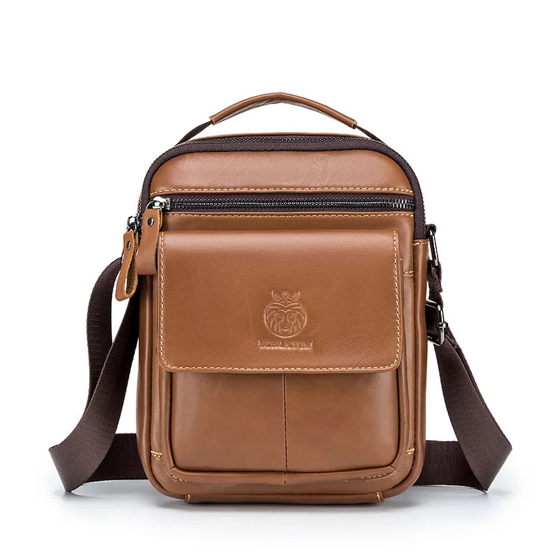 Top-Grain Cowhide Men S Single-Shoulder Bag Crossbody Leather Hand-Held Large-Capacity Bag