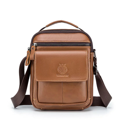 Top-Grain Cowhide Men S Single-Shoulder Bag Crossbody Leather Hand-Held Large-Capacity Bag