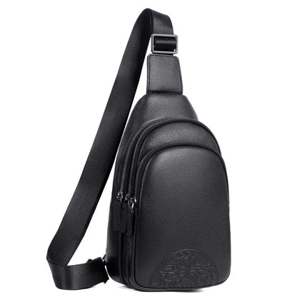 Large-Capacity Men S Chest Bag Genuine Leather Casual Soft Cowhide Men S Single-Shoulder Backpack