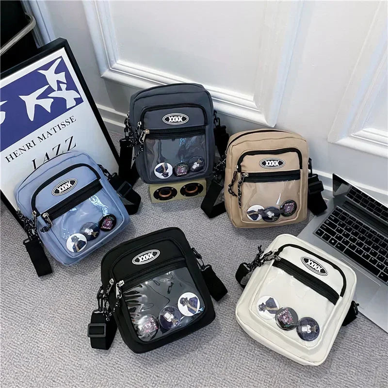 Korean Crossbody Bags Women Men Unisex Itabag Transparent Pocket Phone Bag Purse Small Shoulder Ita