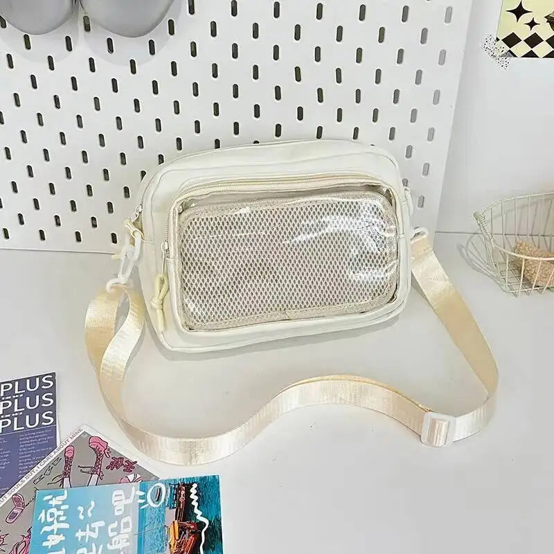 Mini Ita Crossbody Bag – Transparent Pocket Small Shoulder Bag for Badge Display