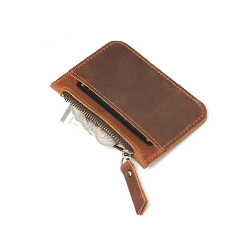 Light Thin Card Case Leather Coin Purse Short Portable Coin Cash Bag