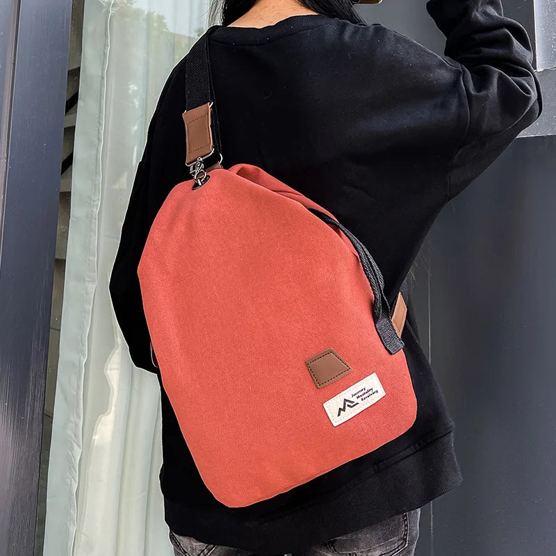Cycling Men Women S Canvas Wear-Resistant Large Capacity Mobile Phone Storage Cross-Body Chest Bag