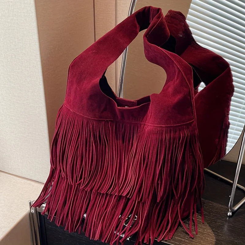 Fringe Tassel Tote Bag – Women's Boho Shoulder Handbag