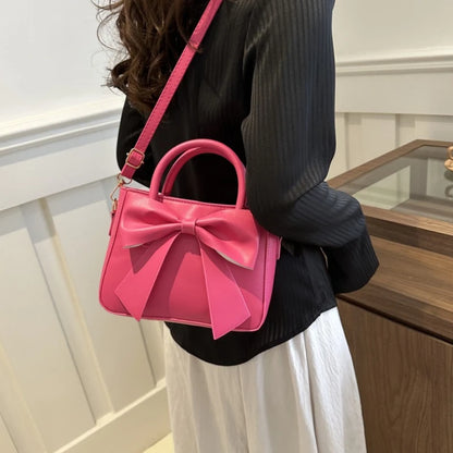 Elegant Bow Handbag Shoulder Crossbody Bag Golden Hardware Detachable Horizontal Strap Stylish Daily