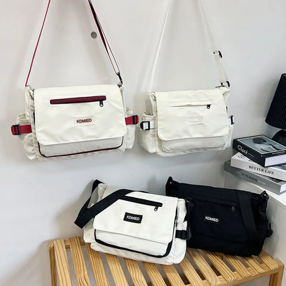 Nylon Crossbody Messenger Bag – Multi-Pocket Shoulder Bag