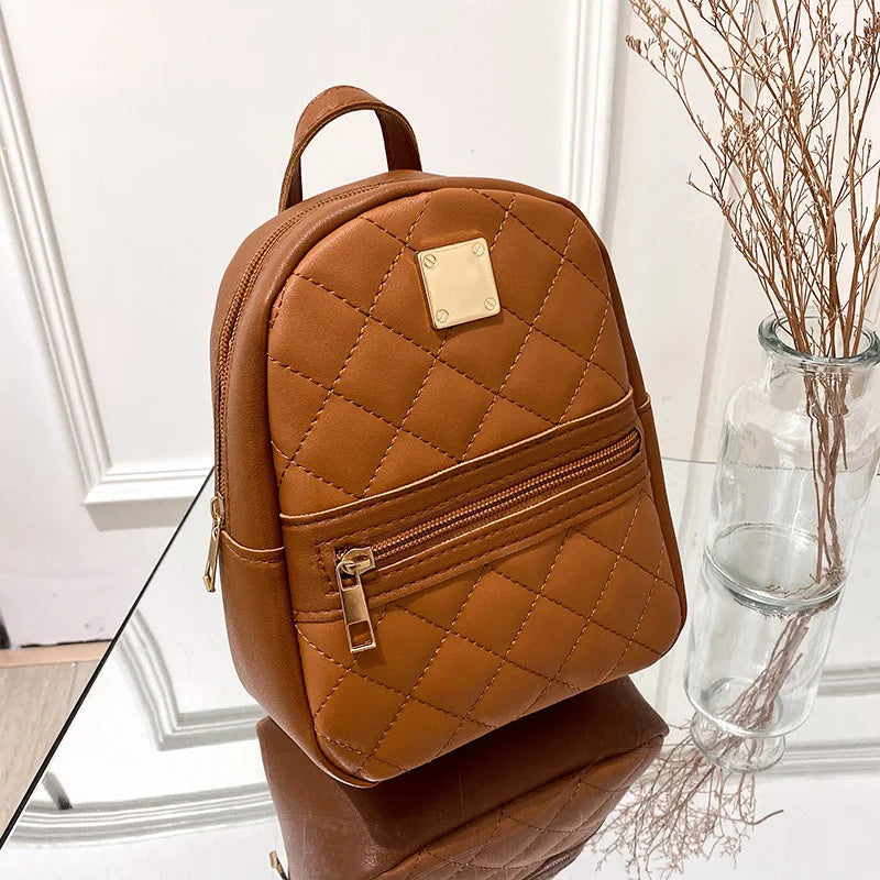 Mini PU Leather Quilted Backpack Women's Crossbody Bag